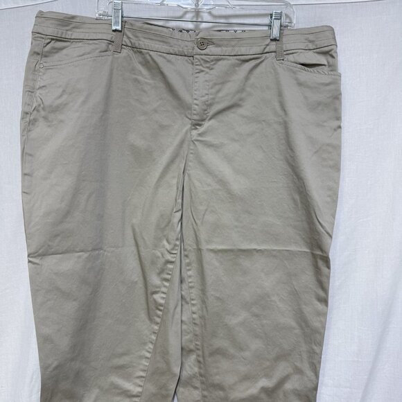 Intro Jonathan Ross Women’s 20W Capri Pants Tan Stretch Cotton Blend Straight - Picture 3 of 8